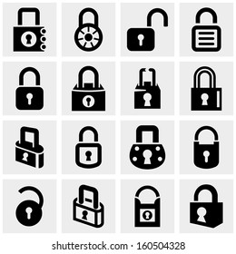 Lock vector icons set on gray 