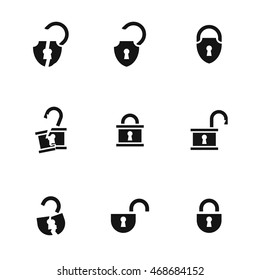 lock vector icons. Simple illustration set of 9 lock elements, editable icons, can be used in logo, UI and web design