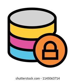 lock vector line colour icon