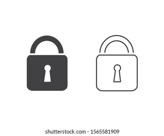 Lock vector line icon set in flat style