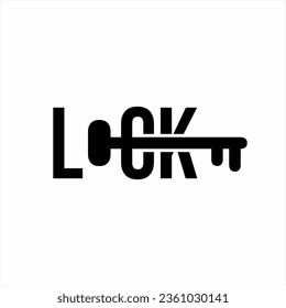 Lock vector logo with key illustration.