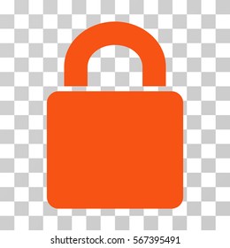 Lock vector pictogram. Illustration style is flat iconic orange symbol on a transparent background.