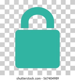 Lock vector pictogram. Illustration style is flat iconic cyan symbol on a transparent background.