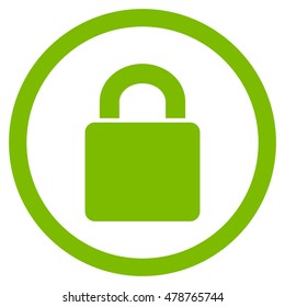 Lock vector rounded icon. Image style is a flat icon symbol inside a circle, eco green color, white background.