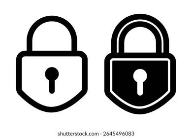 lock vector silhouette icon set