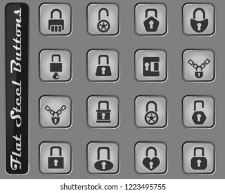 lock vector web icons on the flat steel buttons