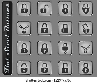 lock vector web icons on the flat steel buttons