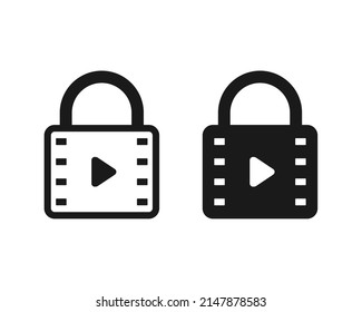 Lock video icon symbol. Vector illustration