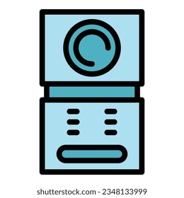 Lock video intercom icon outline vector. Door system. Home access color flat