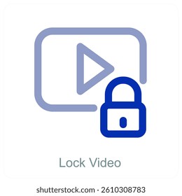 Lock Video and privacy icon concept
