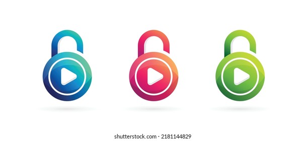 lock videos icon or padlock video icon logo