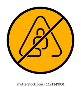 Lock in warning triangle. Linear icon with thin outline. One line style. not allowed, black object in warning sign with orange background color