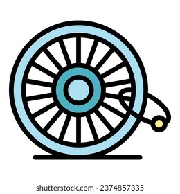Lock wheel bike icon outline vector. Area lot. Place cycle color flat