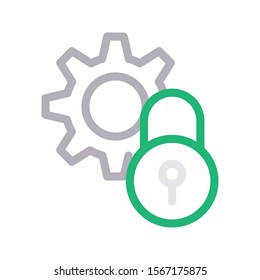 lock wheel vector  colour  line icon 