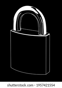 lock white on black background