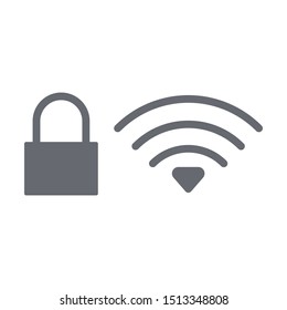 Lock wifi icon isolated on white background. Connection symbol modern, simple, vector, icon for website design, mobile app, ui. Vector Illustration
