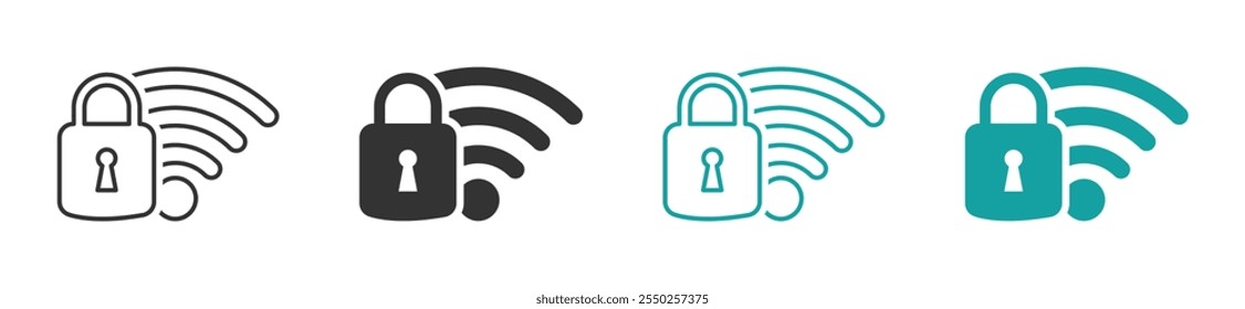 Lock Wi-Fi signal vector icons set