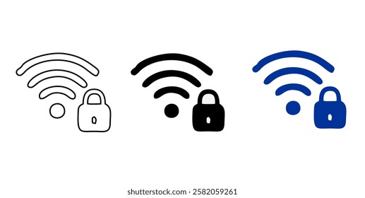 Lock Wi-Fi signal vector icons designs