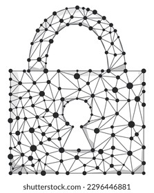 Lock wireframe cyber security concept vector illustration. Lock symbol lines and dots connecting network isolated on white background.