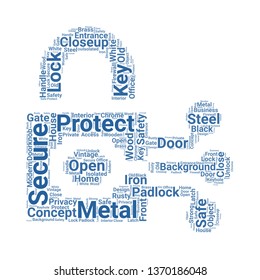 lock word cloud. tag cloud about lock