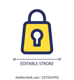 Lock yellow RGB color ui icon. Cybersecurity. Privacy and security. Password and login. Simple line element. GUI, UX design for mobile app. Vector isolated pictogram. Editable stroke. Arial font used