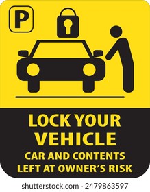 Bloquee su vehículo aviso aviso aviso señal área de estacionamiento aviso aviso aviso Vector