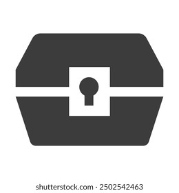 Gráfico de Vector en blanco y negro con el icono del tesoro de la caja de seguridad