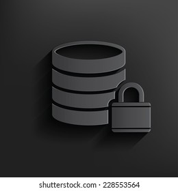 Lock,Database symbol on dark background,clean vector