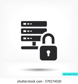 Lock,Database symbol  Vector icon 10 EPS