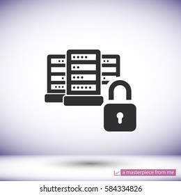 Lock,Database symbol  Vector icon 10 EPS