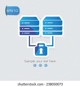 Lock,Database symbol,sticker design,blue version,clean vector