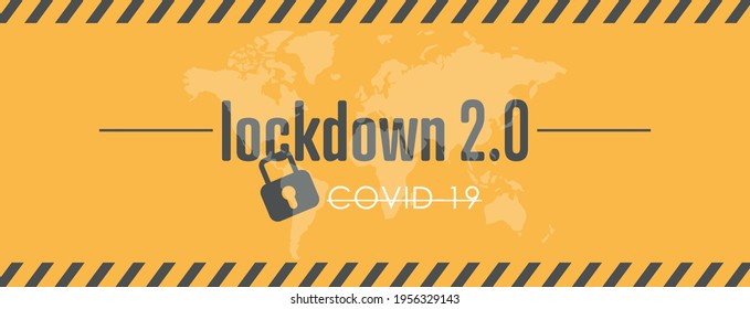 Lockdown 2.0. banner. Flat vector illustration.