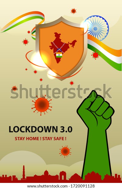 Lockdown 3.0 extended\
lockdown. Stay home stay safe. New lockdown divided into green\
orange and red zone. India will fight against Covid-19 for website\
and social media\
post.