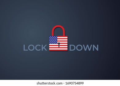 lockdown in america country vector.logo design for US lockdown