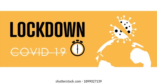 Lockdown background. Coronavirus lockdown. Flat vector logo.