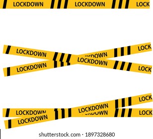 lockdown barrier tape on white background. warning yellow dangerous symbol. virus lockdown barrier tape sign. flat style.