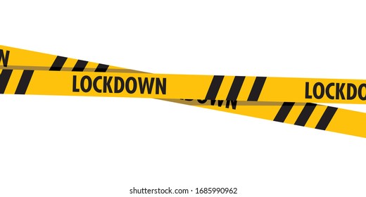 Lockdown barrier tape. Warning yellow dangerous symbol.