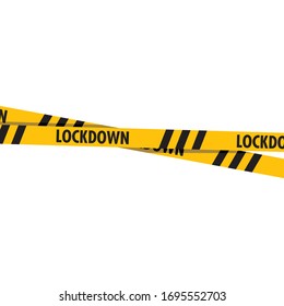 Lockdown barrier tape. Warning yellow dangerous symbol.