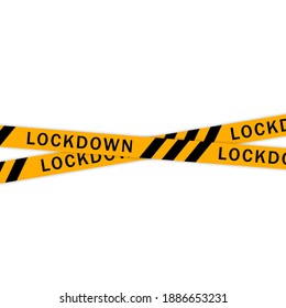 Lockdown barrier tape. Warning yellow dangerous symbol.