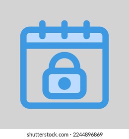 Lockdown-Kalendersymbol in blauem Stil, Verwendung für Website-Mobile-App-Präsentation