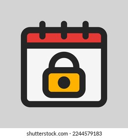 Lockdown-Kalender-Symbol im vollen Linienstil, verwenden für Website-Mobile-App-Präsentation