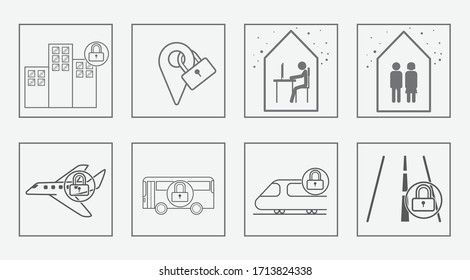 icono de la ciudad de bloqueo. ciudad de bloqueo para combatir virus, ilustración de icono vectorial