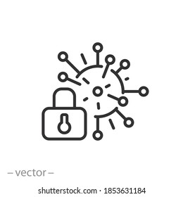 lockdown coronavirus icon, pandemic covid-19, thin line symbol on white background - editable stroke vector illustration eps 10