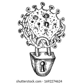 Lockdown Coronavirus Pandemic, sketch doodle