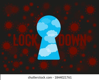 Lockdown Covid background. Vector seamless pattern with coronavirus. Black and red backdrop for banners