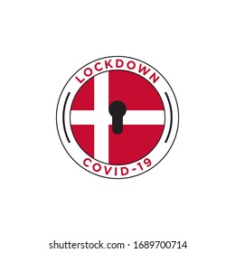 lockdown covid-19. denmark flag design vector illustration.