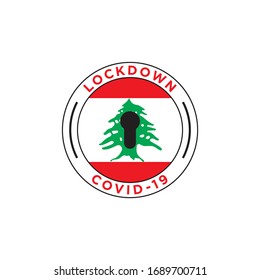 Lockdown Covid-19. Lebanon Flag Design Vector Illustration.