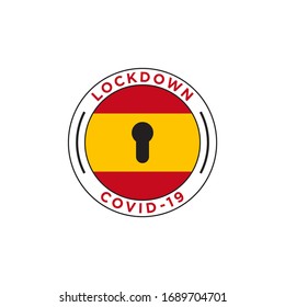 lockdown covid-19. spain flag design vector illustration.