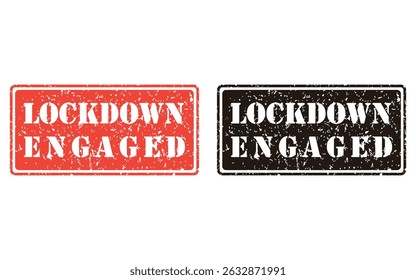 lockdown engaged grunge stamp design, vector, isolated on transparent background