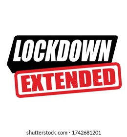 Lockdown extended sign or stamp on white background, vector illustration